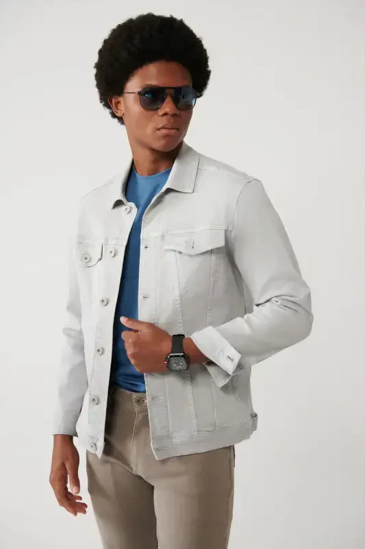 Men's Grey Denim Jacket - AVVA