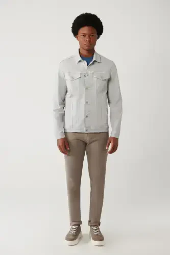 Men's Grey Denim Jacket - 5