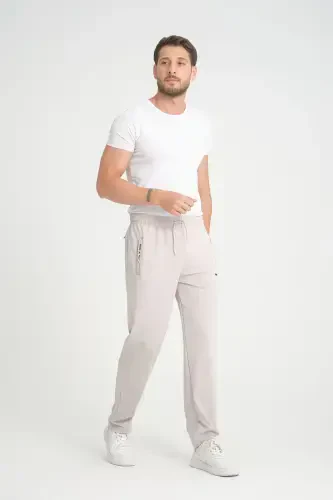 Men's Grey Detailed Relaxed Fit Straight Leg Scuba Fabric Sweatpants-Grey - Modazone (1)