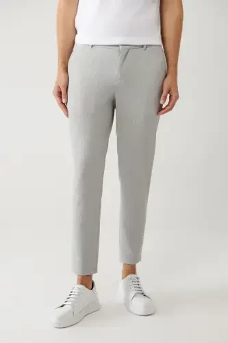 Men's Grey Elastic Waistband Side Pocket Bi Stretch Relaxed Fit Trousers A41y3233 - 2