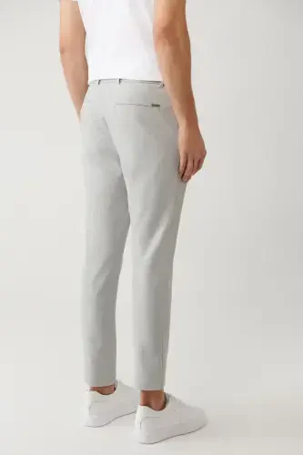 Men's Grey Elastic Waistband Side Pocket Bi Stretch Relaxed Fit Trousers A41y3233 - 5