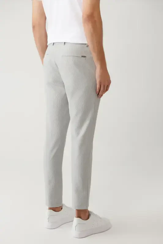 Men's Grey Elastic Waistband Side Pocket Bi Stretch Relaxed Fit Trousers A41y3233 - 5