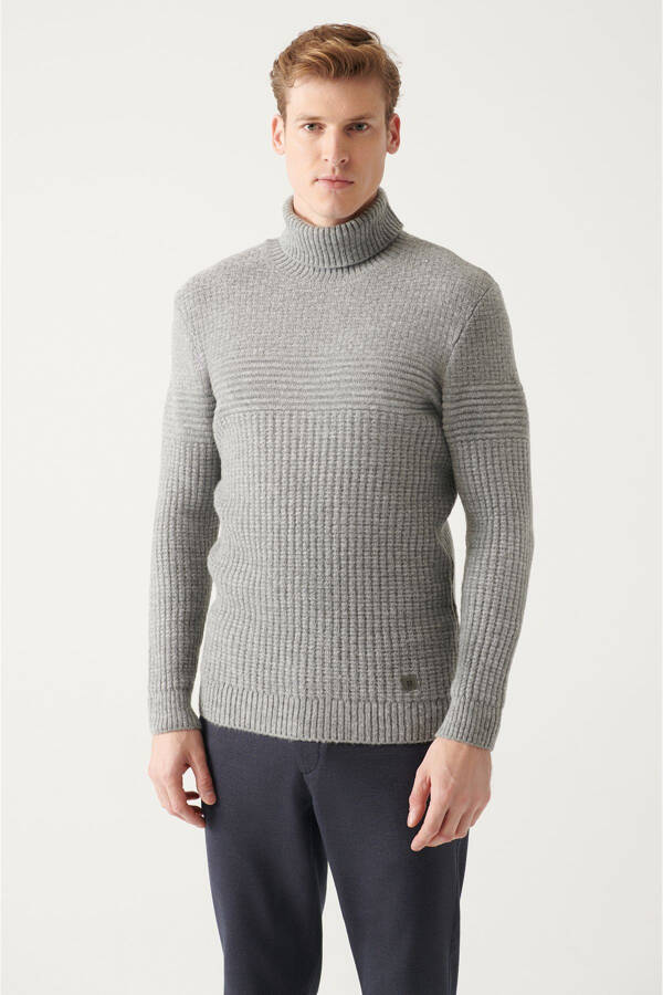 Men's Grey Fisherman Knit Sweater - 5