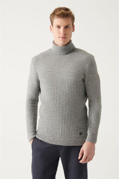 Men's Grey Fisherman Knit Sweater - 7