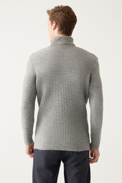 Men's Grey Fisherman Knit Sweater - 8