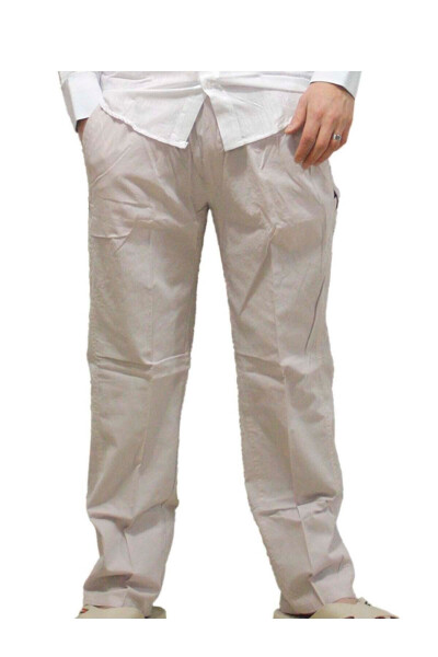 Men's Grey Hajj Umrah Linen Trousers - SERA HEDIYELIK