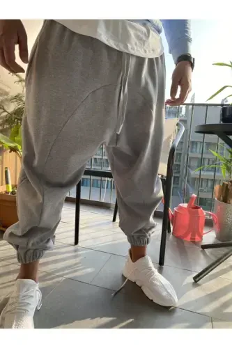 Men's Grey Harem Pants Sweatpants-GREY - 3
