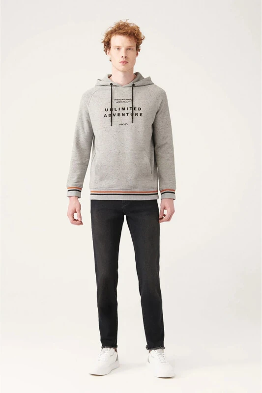 Men's Grey Hooded Sweatshirt - AVVA