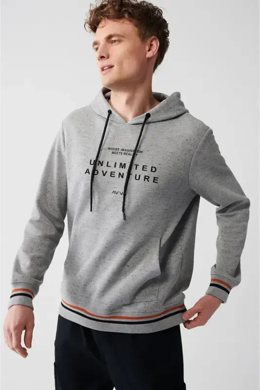 Men's Grey Hooded Sweatshirt - 2