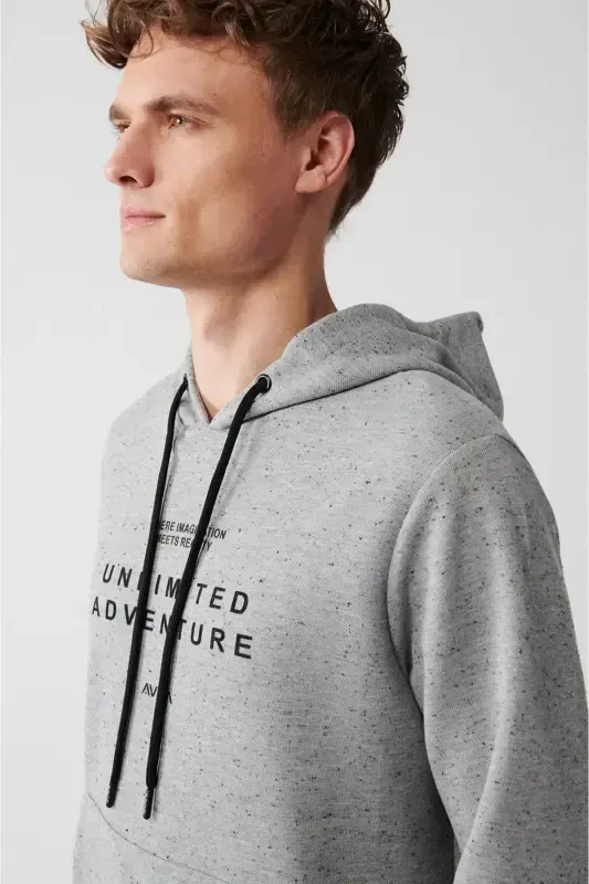 Men's Grey Hooded Sweatshirt - 3