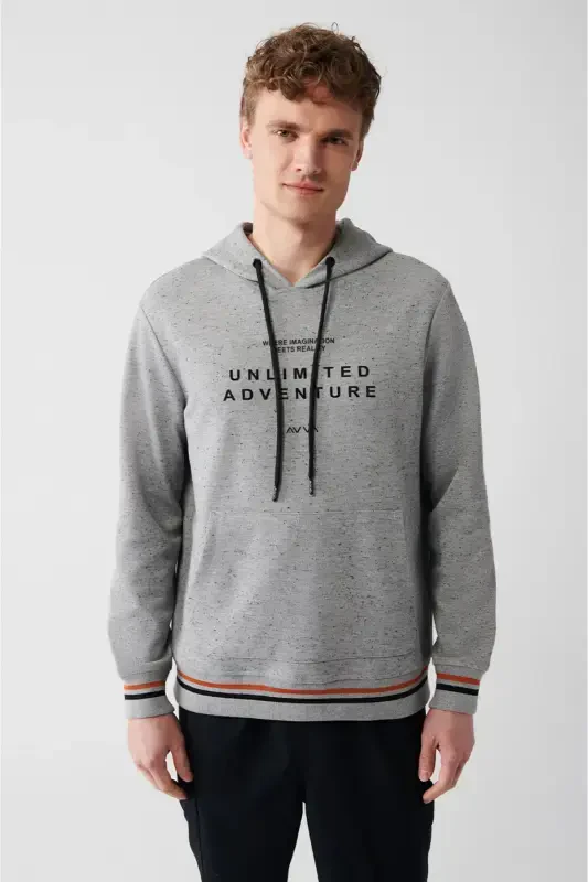 Men's Grey Hooded Sweatshirt - 4