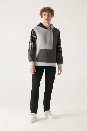Men's Grey Hooded Sweatshirt - 5