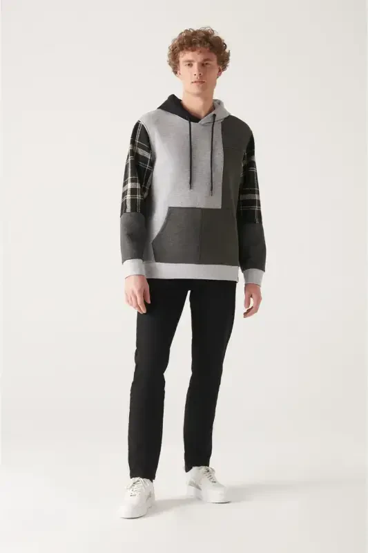 Men's Grey Hooded Sweatshirt - 5