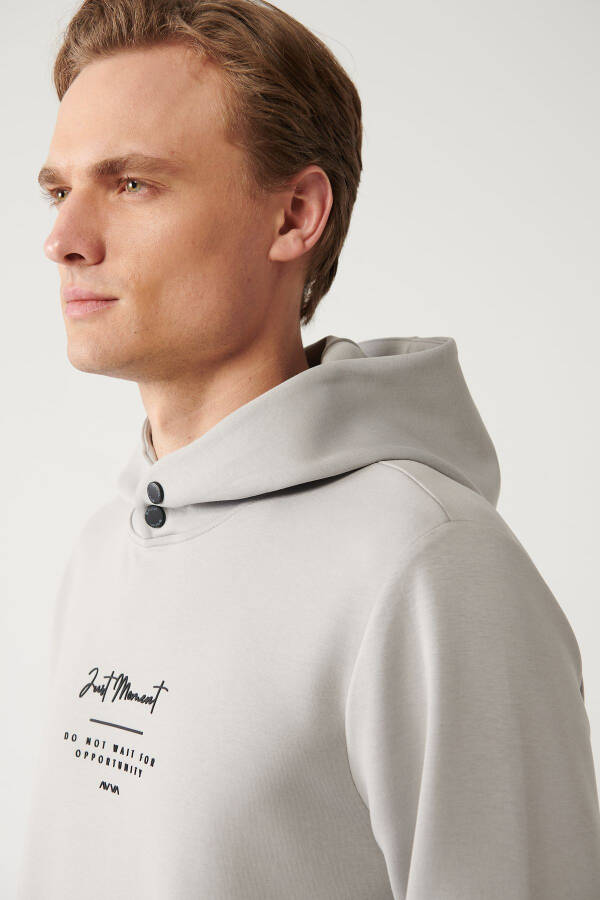 Men's Grey Hoodie Sweatshirt - 8
