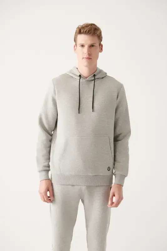 Men's Grey Hoodie Sweatshirt - 1