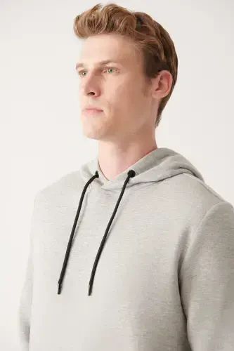 Men's Grey Hoodie Sweatshirt - AVVA (1)