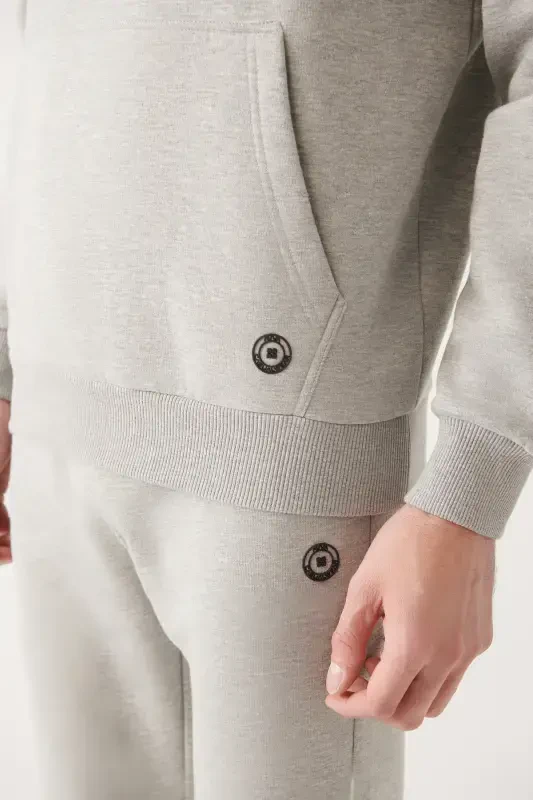 Men's Grey Hoodie Sweatshirt - 3