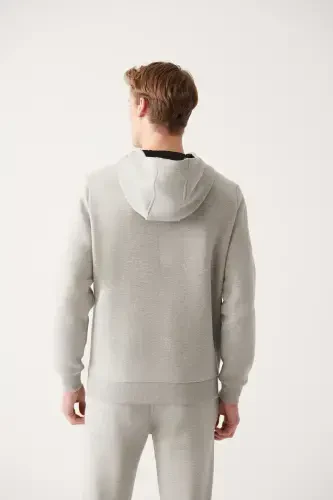 Men's Grey Hoodie Sweatshirt - 4