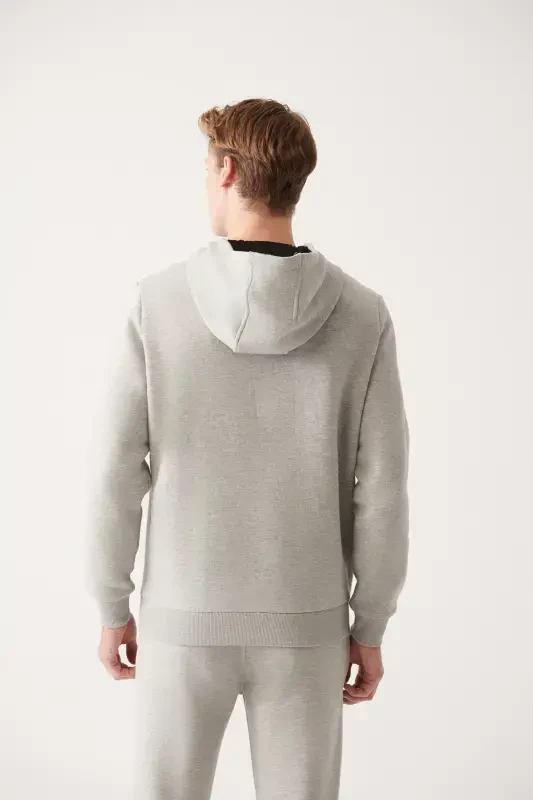 Men's Grey Hoodie Sweatshirt - 4