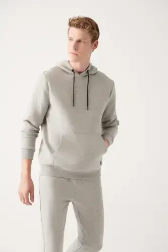 Men's Grey Hoodie Sweatshirt - 5