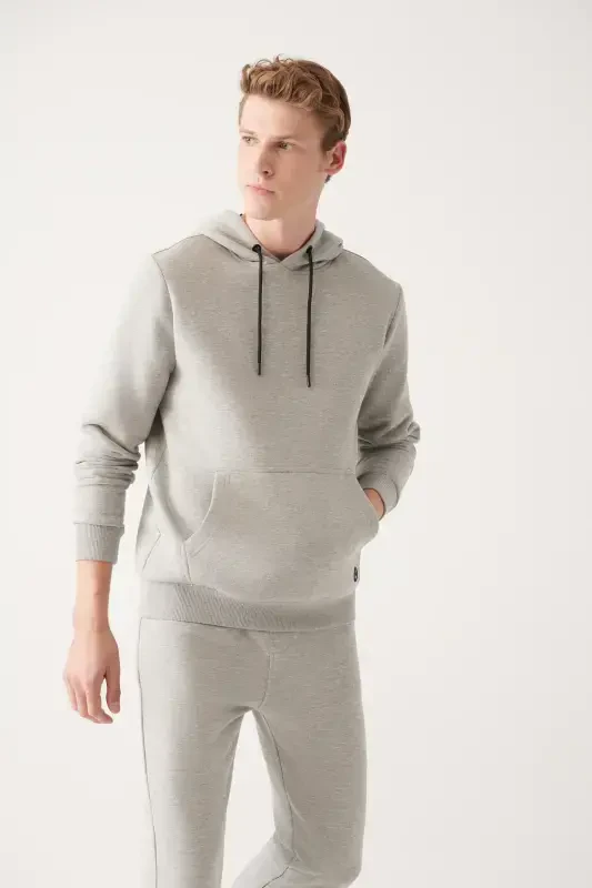 Men's Grey Hoodie Sweatshirt - 5