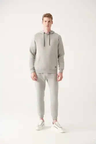 Men's Grey Hoodie Sweatshirt - 6