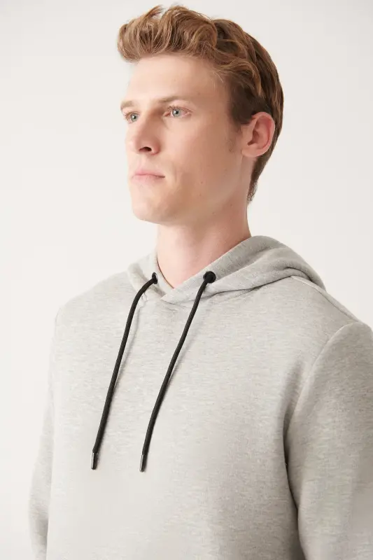 Men's Grey Hoodie Sweatshirt - 2