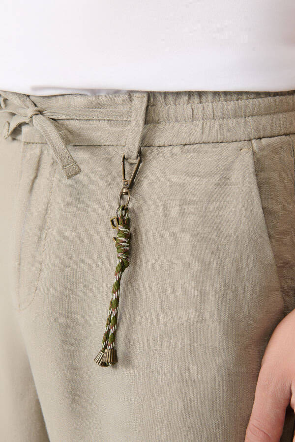 Men's Grey Issos Relaxed Fit Trousers Elastic Waistband 100% Linen B003032 - 8