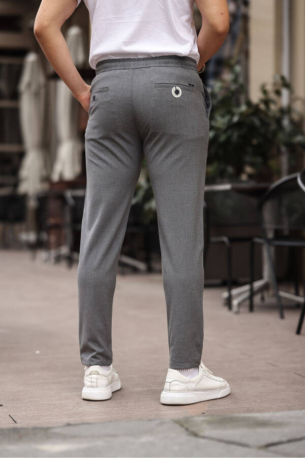 Men's Grey Jogger Slim Fit Stretch Lycra Elastic Waistband Pants - 10