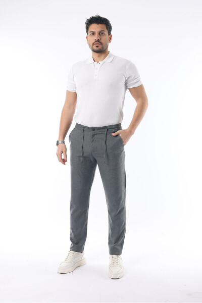 Men's Grey Jogger Slim Fit Stretch Lycra Elastic Waistband Pants - 3