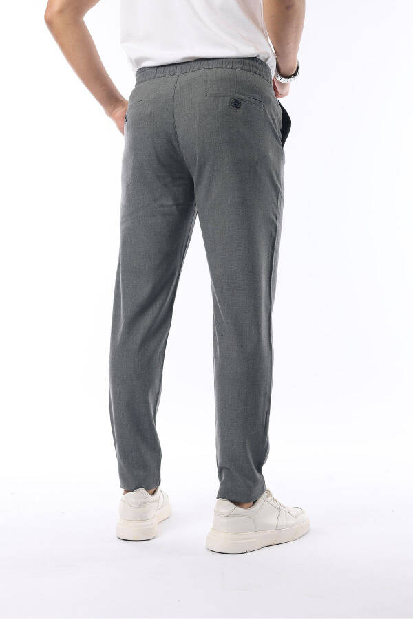 Men's Grey Jogger Slim Fit Stretch Lycra Elastic Waistband Pants - 5