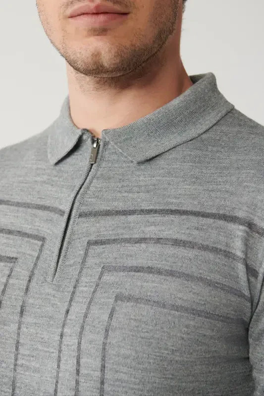 Men's Grey Knit Sweater - 2