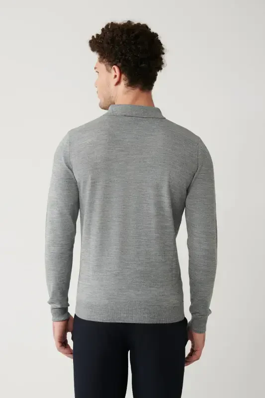 Men's Grey Knit Sweater - 4