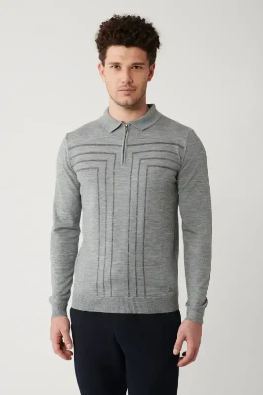 Men's Grey Knit Sweater - 5