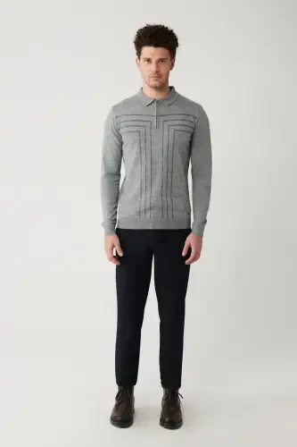 Men's Grey Knit Sweater - 6