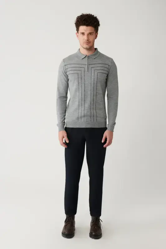 Men's Grey Knit Sweater - 6
