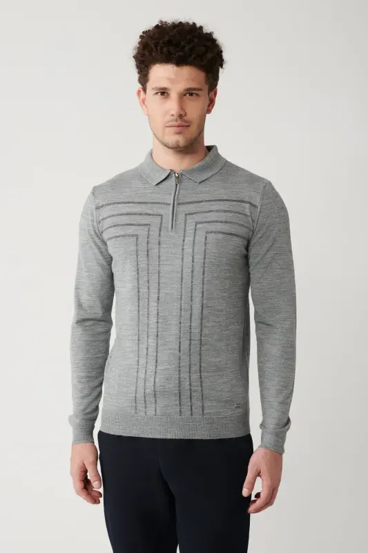 Men's Grey Knit Sweater - 5