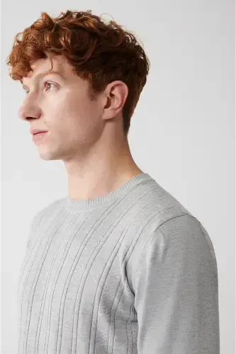 Men's Grey Knit Sweater - AVVA (1)
