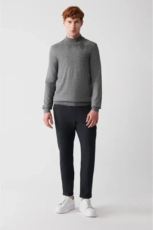 Men's Grey Knit Sweater - 5