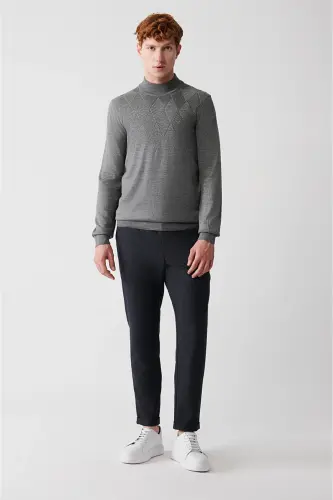 Men's Grey Knit Sweater - 5