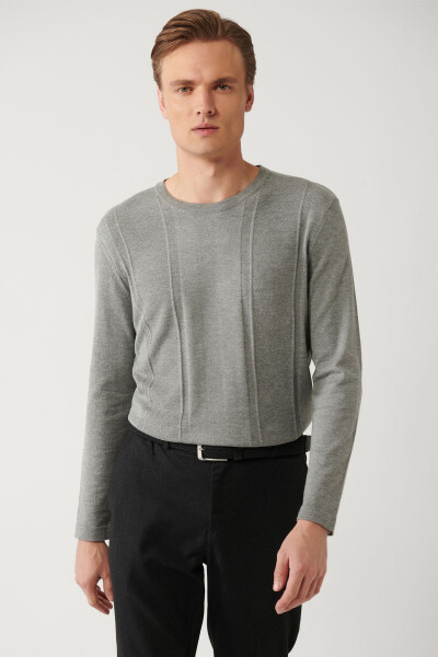 Men's Grey Knit Sweater - 7