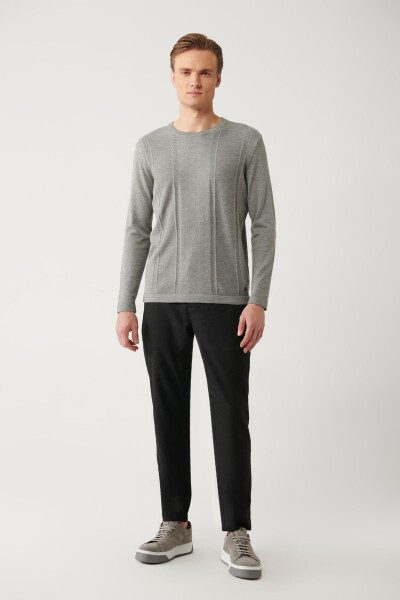 Men's Grey Knit Sweater - 6