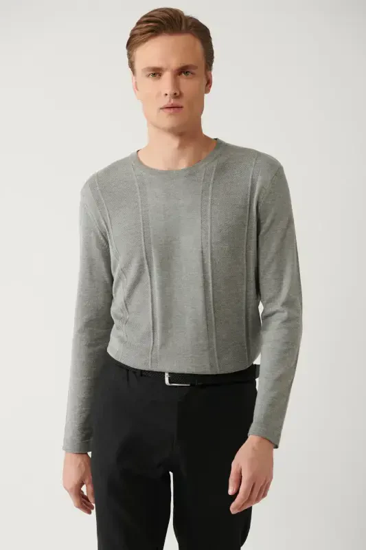 Men's Grey Knit Sweater - AVVA