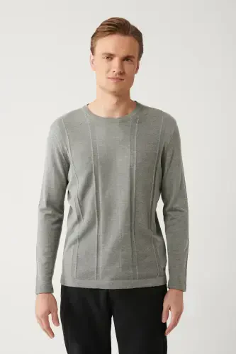 Men's Grey Knit Sweater - 3