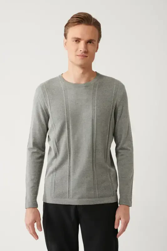 Men's Grey Knit Sweater - 3
