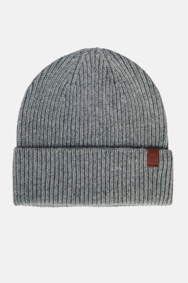 Men's Grey Logo Ribbed Beanie B009200 - 7