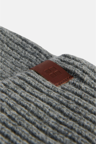 Men's Grey Logo Ribbed Beanie B009200 - 8