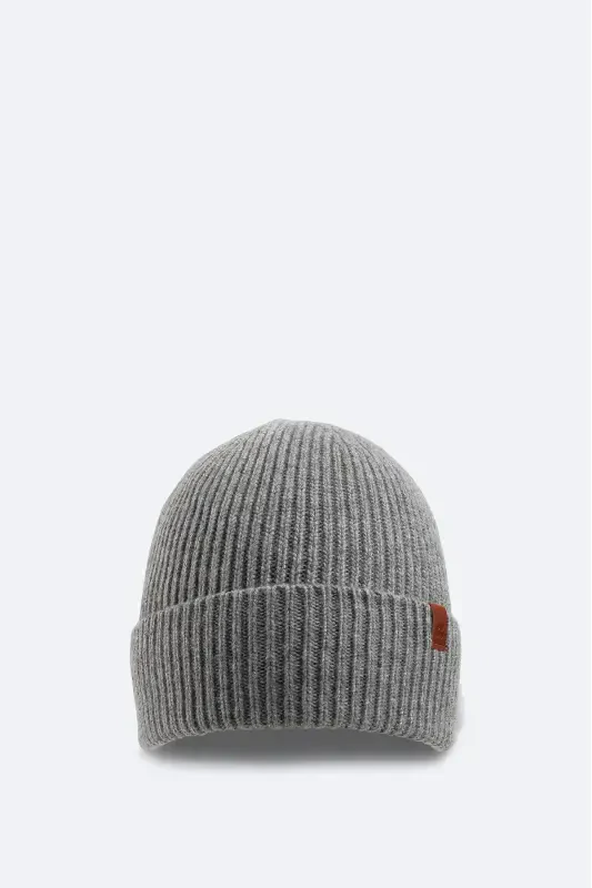 Men's Grey Logo Ribbed Beanie B009200 - AVVA