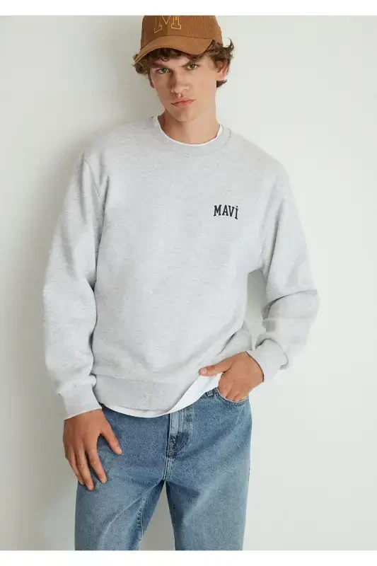 Men's Grey M0611716-85438 Crew Neck Sweatshirt - 5