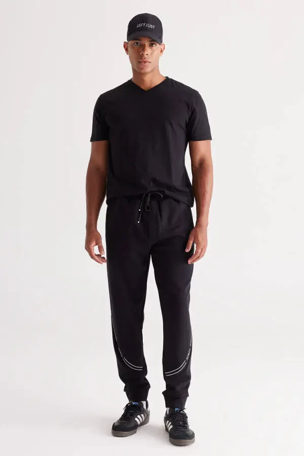 Men's Grey Melange-Black 2-Pack V-Neck 100% Cotton Slim Fit - 5